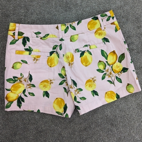 CYNTHIA Rowley yellow lemon print pink base cotton shorts size 4 - Picture 9 of 12